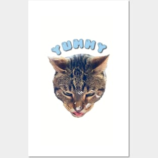 yummy tabby cat eating cream funny meme Posters and Art